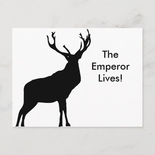 Stag silhouette with big antlers postcard