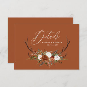 Stag terracotta botanical elegant wedding save the date