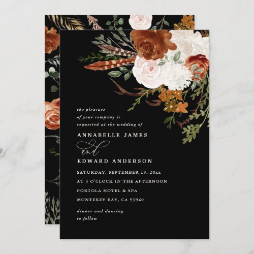 Stag terracotta floral rustic elegant modern invit invitation