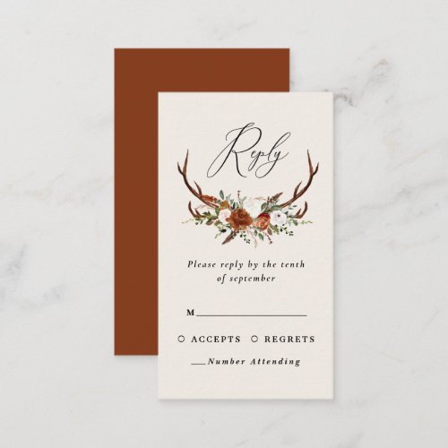 Stag terracotta pink floral elegant wedding budget enclosure card