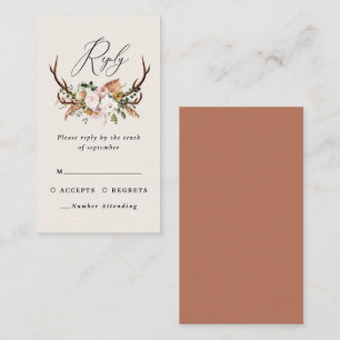 Stag terracotta pink floral elegant wedding budget enclosure card