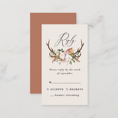 Stag terracotta pink floral elegant wedding budget enclosure card