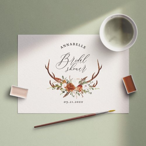 Stag terracotta rust floral elegant bridal shower  postcard