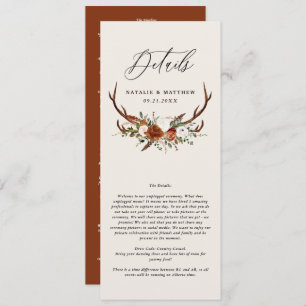 Stag terracotta rust floral elegant wedding detail save the date