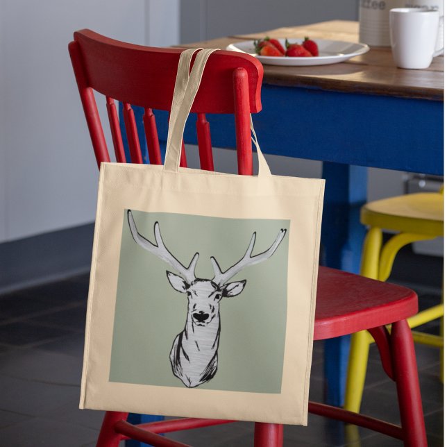 Stag Tote Bag For Men (Big Buck Antlers Tote Bag)