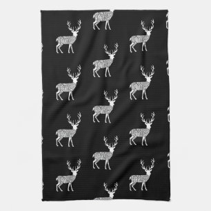 stag venison deer elk game hunt butcher meat cuts kitchen towel