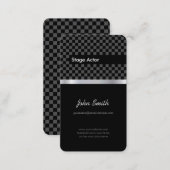 Stage Actor - Elegant Black Chessboard Business Card (Front/Back)