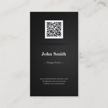 Stage Actor - Elegant Black Qr Code Business Card by CardHunter at Zazzle
