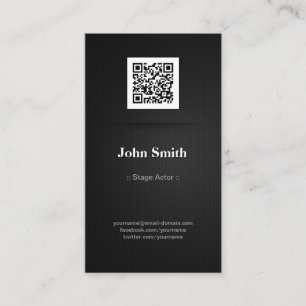 Stage Actor - Elegant Black QR Code Business Card