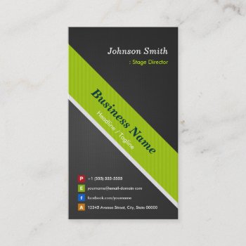 Stage Director - Premium Black And Green Business Card by CardHunter at Zazzle