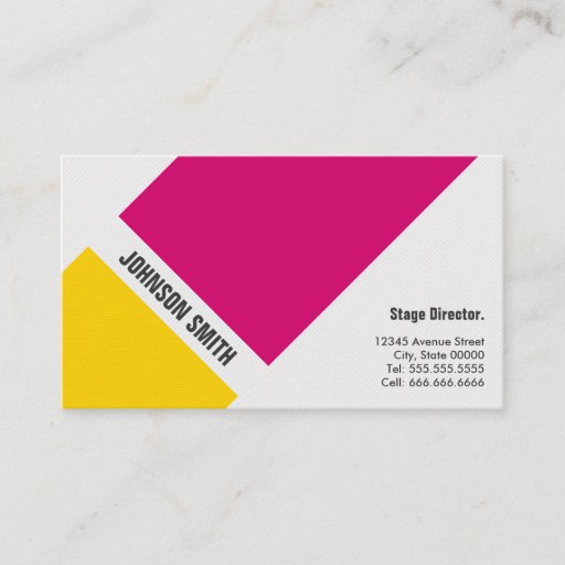 Customizable Stage Director - Simple Pink Yellow Business Card Template