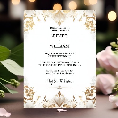 Stage Formal Simple Classic Elegant Blank Wedding Invitation