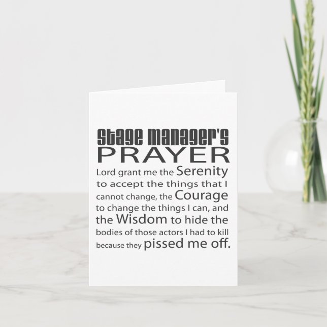 Stage Manager's Prayer Card (Front)