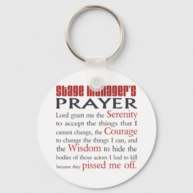 Stage Manager's Prayer Keychain (Front)