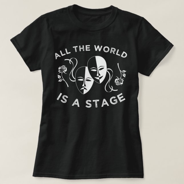 Stage Play Theater, Acting Drama Mask Theatre Tee (Design Front)