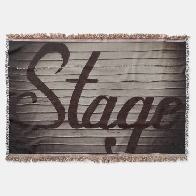 "Stage" Vintage Sign Throw Blanket (Front)