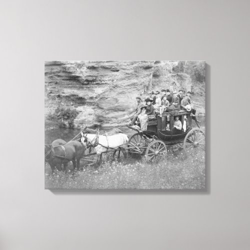 Stagecoach Carrying Men Women  Children Canvas Print