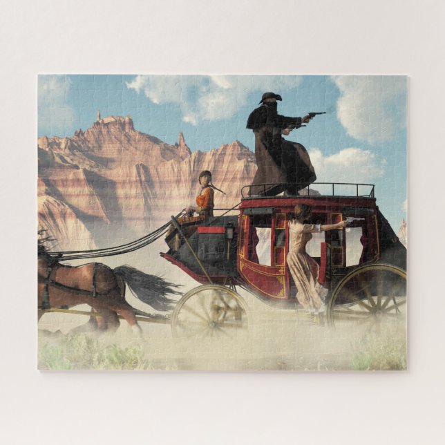 Stagecoach Chase Jigsaw Puzzle (Horizontal)