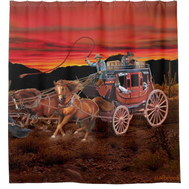 STAGECOACH COWBOYS SHOWER CURTAIN (Front)