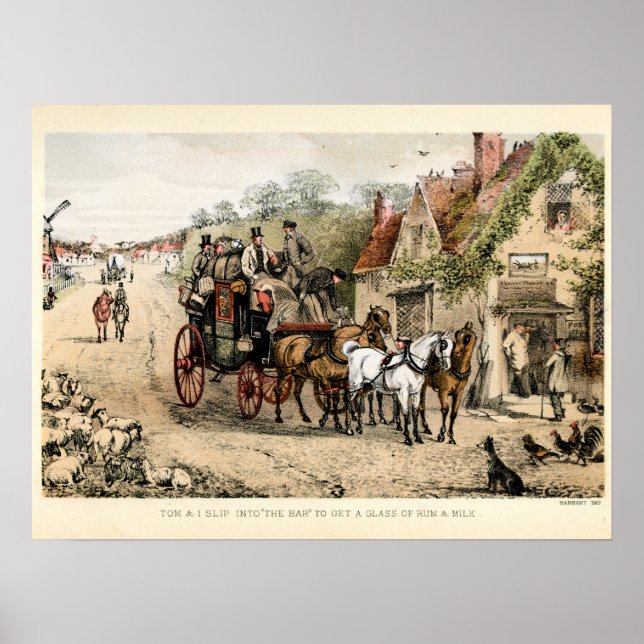 Stagecoach outside a coaching inn poster (Front)