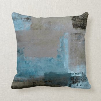 'staged' Teal And Brown Abstract Art Throw Pillow by T30Gallery at Zazzle