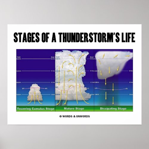 Stages Of A Thunderstorms Life Meteorology Poster