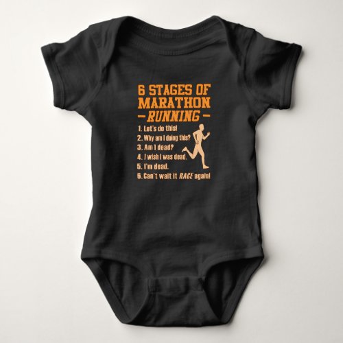 Stages Of Marathon Running Sarcastic Runner Graphi Baby Bodysuit