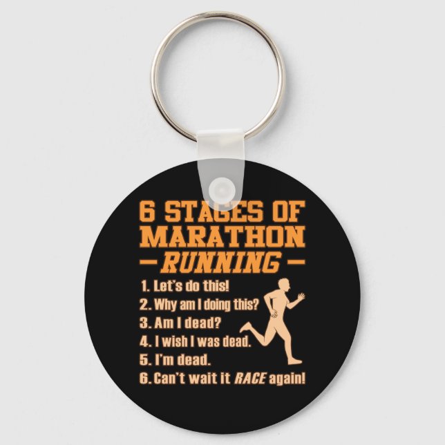 Stages Of Marathon Running Sarcastic Runner Graphi Keychain (Front)