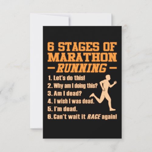 Stages Of Marathon Running Sarcastic Runner Graphi RSVP Card