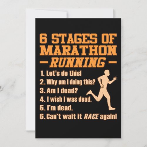 Stages Of Marathon Running Sarcastic Runner Graphi Thank You Card