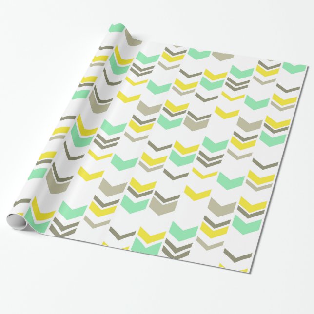 Staggered Arrows Modern Chevron Geometric Pattern Wrapping Paper (Unrolled)