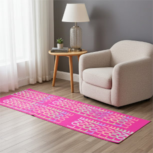 Staggered "LOVE" Pattern, Hot Pink Wedding Outdoor Rug