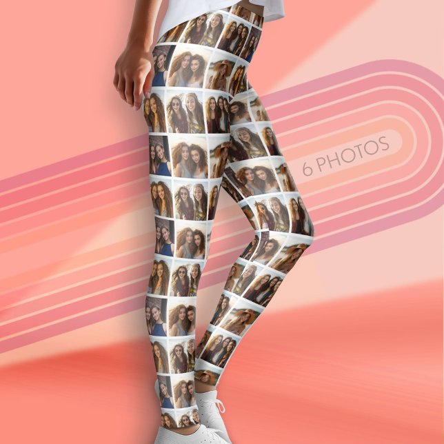 Staggered Photo Grid with 6 Photos Leggings (Custom Leggings with 6 Photos)