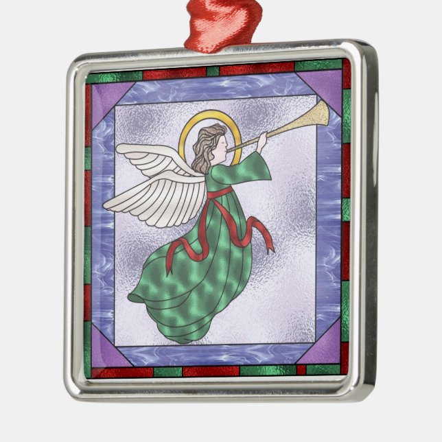 Stain Glass Angel design Christmas Tree Ornament (Left)