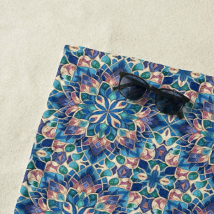 Stain Glass Bloom Beach Towel