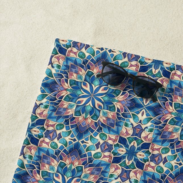 Stain Glass Bloom  Beach Towel (In Situ)