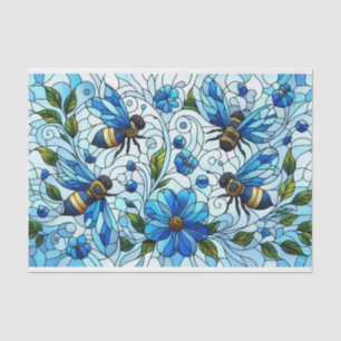 Stain Glass Charming Bees Blue Tissue Paper