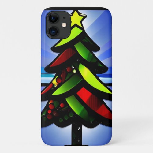 Stain glass Christmas tree phone case