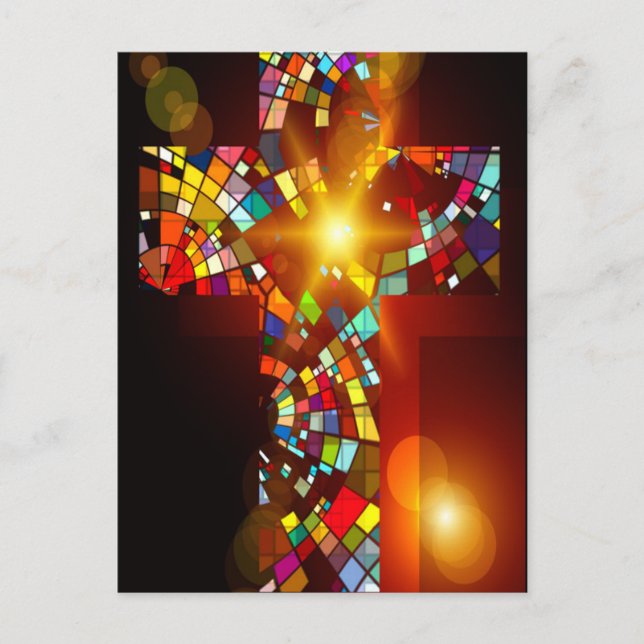 Stain Glass Cross Postcard (Front)