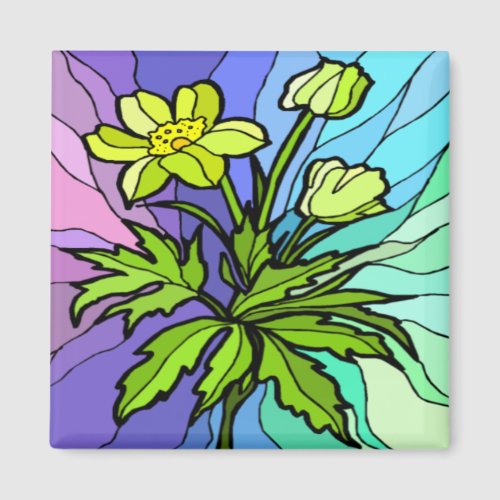 Stain Glass Daisy Magnet