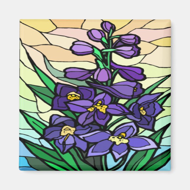 Stain Glass Dendrobium Magnet (Front)