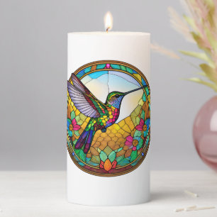 Stain Glass Design Hummingbird Candles Decoration