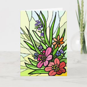 Stain Glass Flower Garden Card