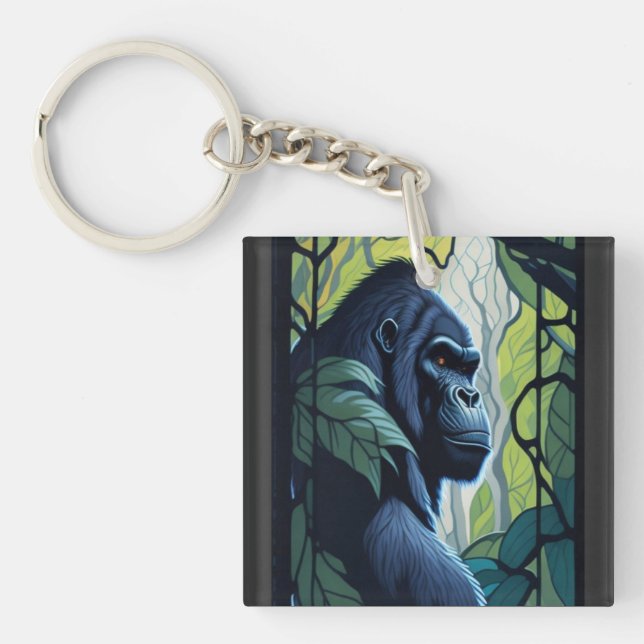 Stain Glass Gorilla Keychain (Front)