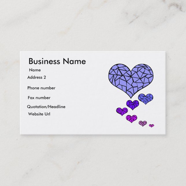 Stain Glass hearts business card (Front)
