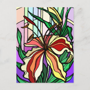 Stain Glass Lily Post Card