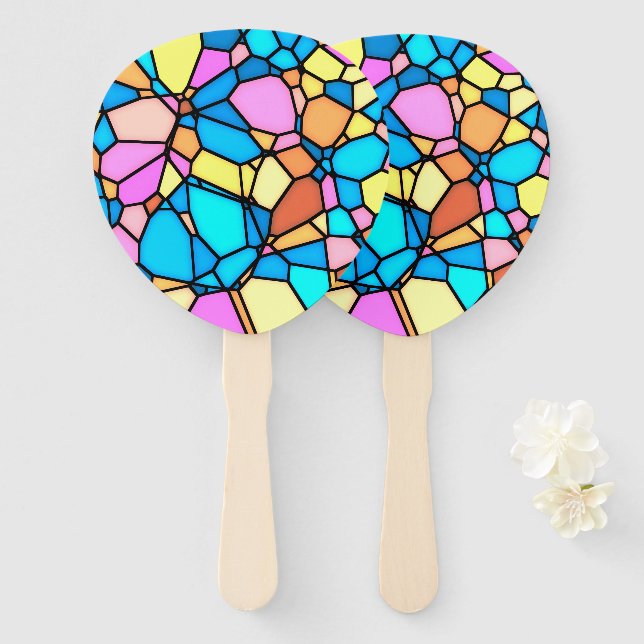 Stain Glass Lite Hand Fan (Front and Back)