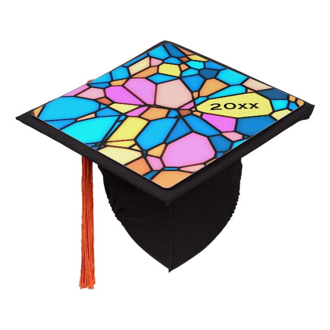 Stain Glass Lite Year Graduation Cap Topper (Angled)