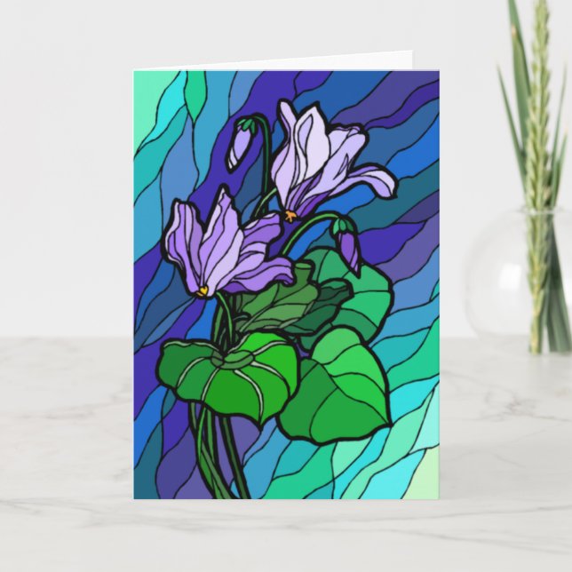 Stain Glass Purple Flower Card (Front)