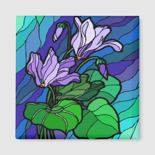 Stain Glass Purple Flower Magnet